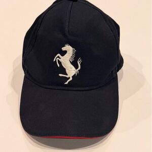 Ferrari Black Baseball Cap with White Prancing Horse